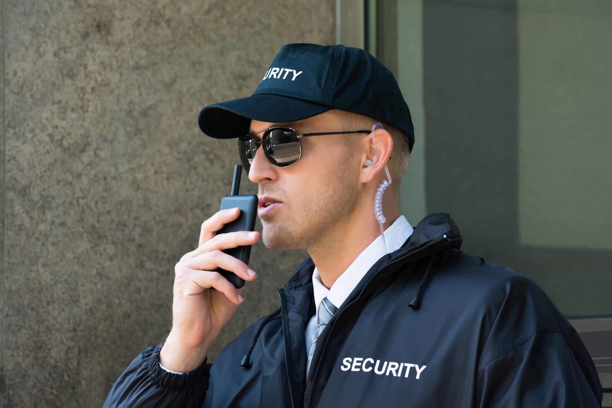 Manned security guard using radio